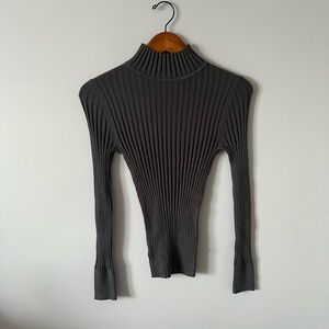 LOFT Ribbed Gray Turtleneck Sweater